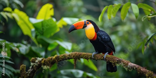 Colorful Toucan Perched on Jungle Branch