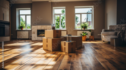 Boxes waiting to be moved into a new home apartment real estate