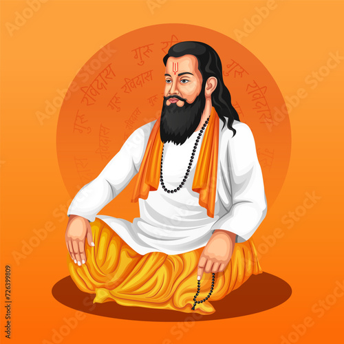illustration of Guru Ravidas Jayanti. Guru Ravidas a famous 15th to 16th-century poet, saint, and philosopher of India