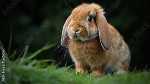rabbit in the grass, Delve into the world of adorable charm as a cute rabbit, illuminated by perfect lighting, captivates with its innocent gaze