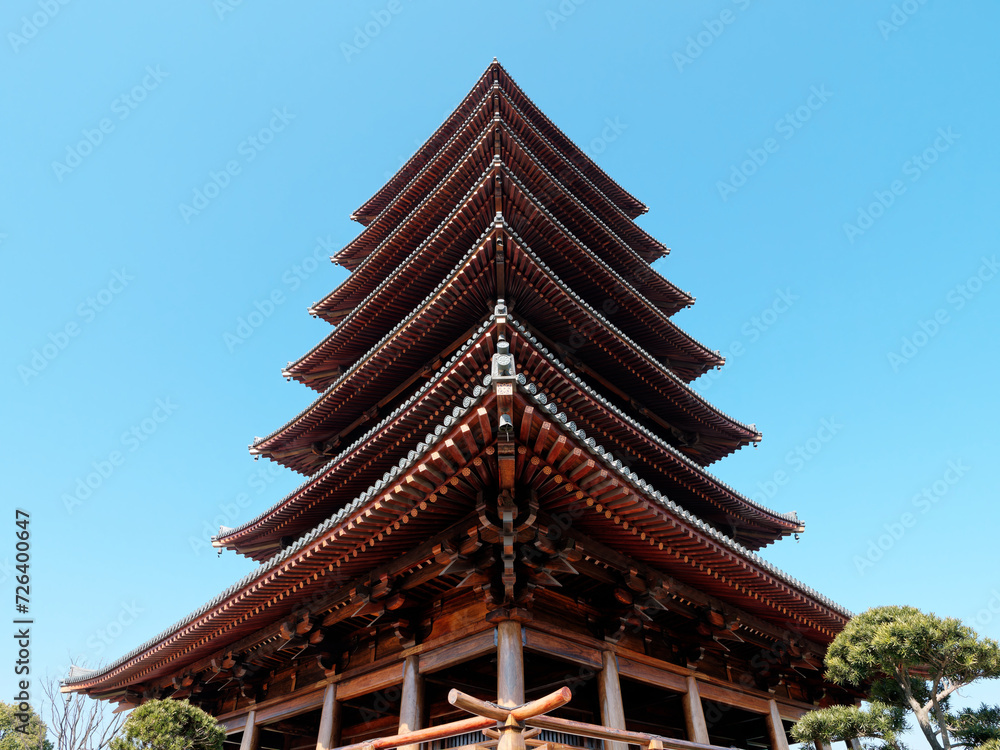 Ancient Tang dynasty style pagoda in Baoshan temple. Buddhist temple located in Baoshan district, Shanghai. Ancient Tang dynasty style pagoda in Baoshan temple. Buddhist temple located in Baoshan district, Shanghai.