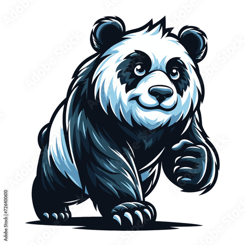 Cute adorable panda cartoon character vector illustration  funny Asian Chinese animal baby panda flat design mascot template isolated on white background