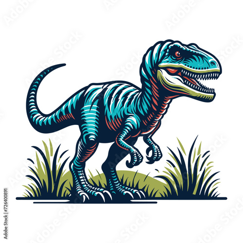 Wild beast animal raptor dinosaur vector design illustration  prehistoric dino flat design template isolated on white background