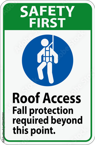 Wallpaper Mural Safety First Sign, Roof Access - Fall Protection Required Beyond This Point Torontodigital.ca