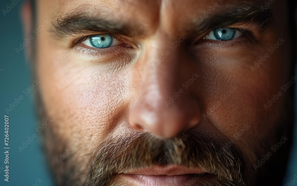 Fototapeta premium Close Up of Man With Blue Eyes