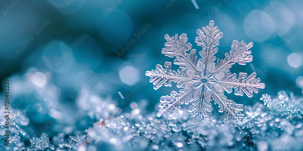 Close Up of a Snowflake in the Snow Close Up of a Snowflake in the Snow