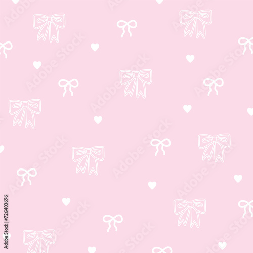 Pink ribbon and heart pattern for Valentine's day, background, wallpaper, fabric print, textile, backdrop, print, banner, social media post, ad template, clothing, frame, packaging, gift wrap, card