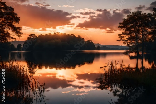 sunset over lake