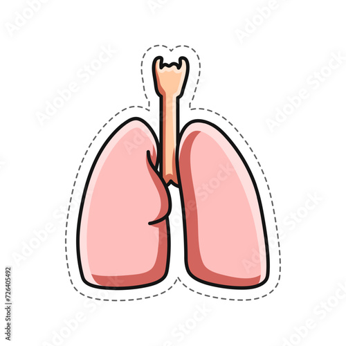 Free vector, doodle illustration of the human lungs sticker