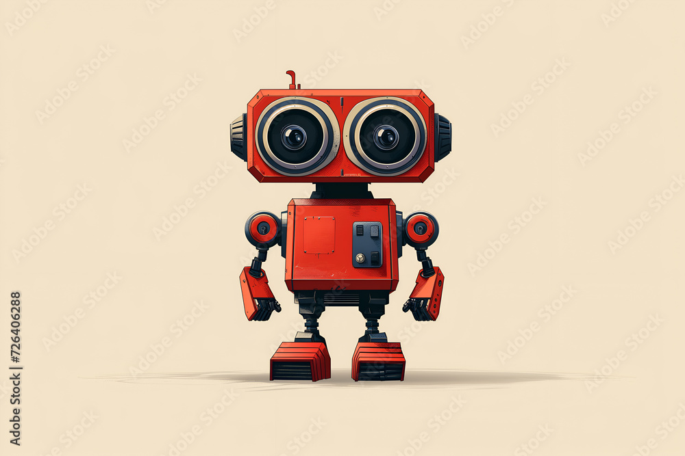 Fototapeta premium Flat cute technological small ai robot