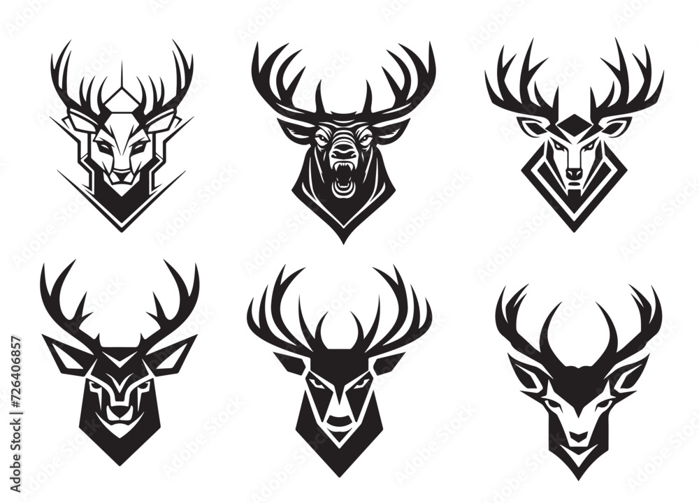 Fototapeta premium Set of deer heads