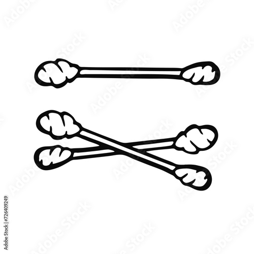 Cotton swabs for ears, personal hygiene, vector outline