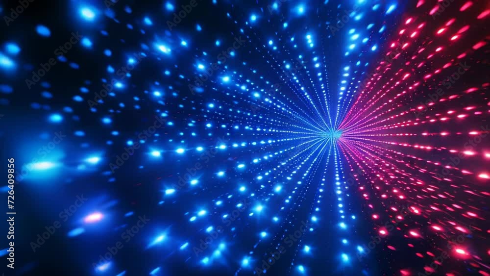 An image resembling a tunnel with contrasting red and blue lights extending with a sense of speed.
An image resembling a tunnel with contrasting red and blue lights extending with a sense of speed.