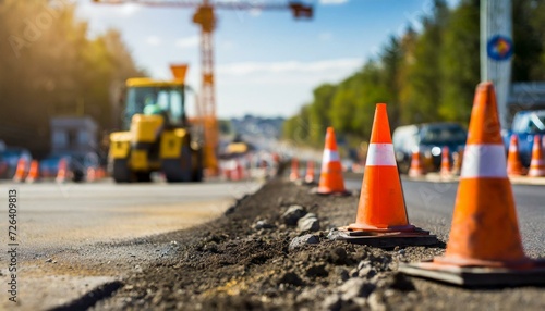 cones on the road; construction; roadwork photo