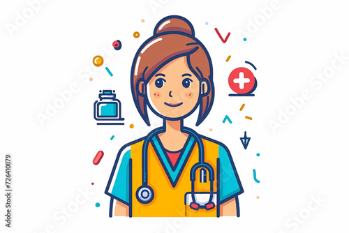 young professional nurse woman illustration