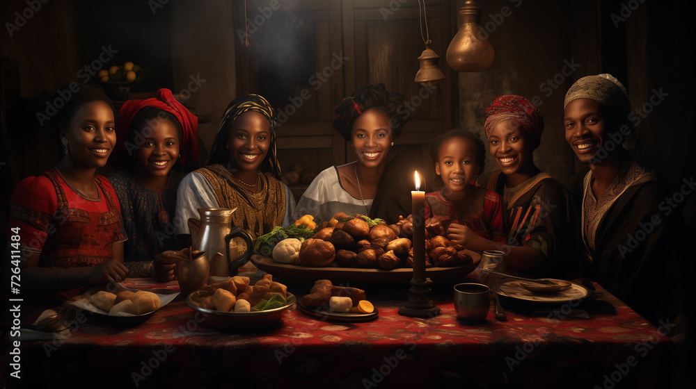 big happy family at the Christmas Eve table big happy family at the Christmas Eve table