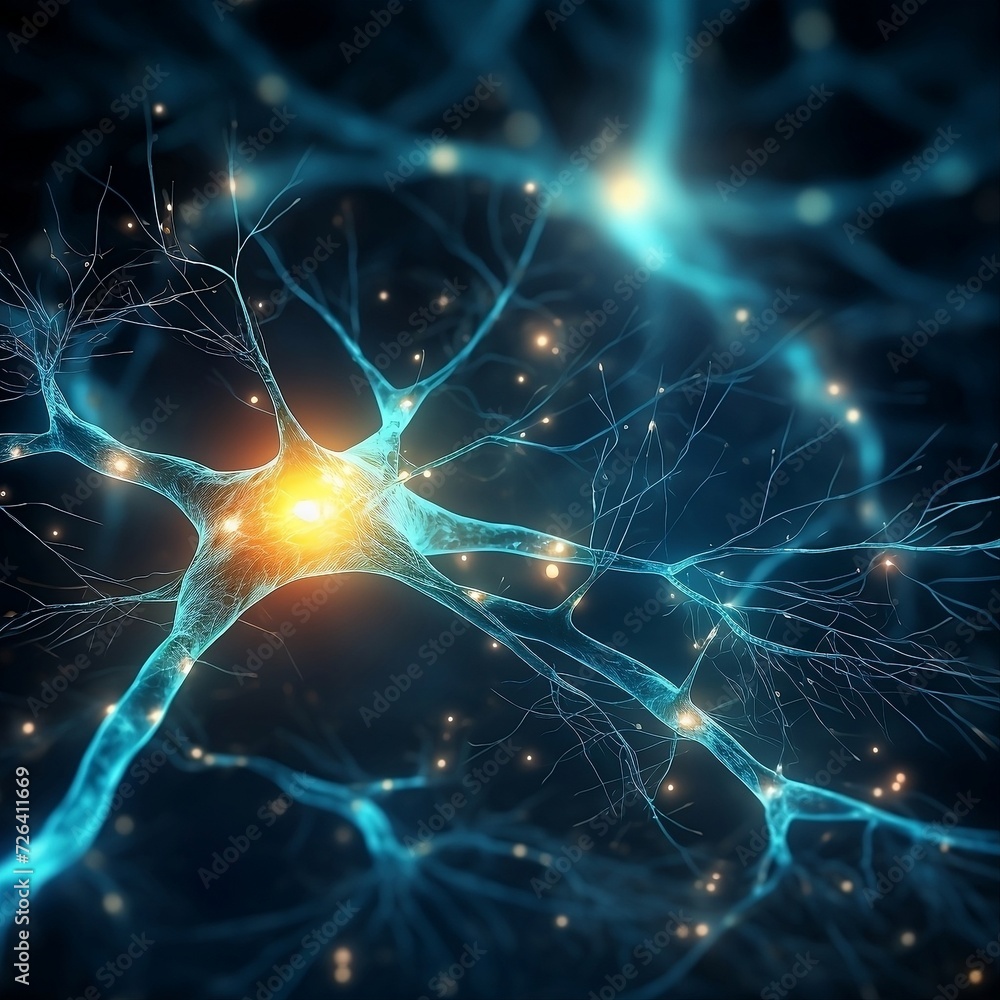 Neuron picture with light in the sky