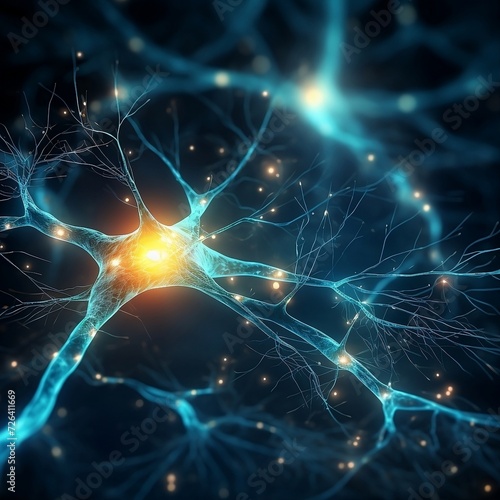 Neuron picture with light in the sky