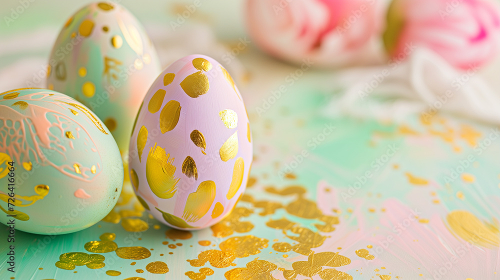 Ostereier mit Pastelfarben und gold Ostereier mit Pastelfarben und gold