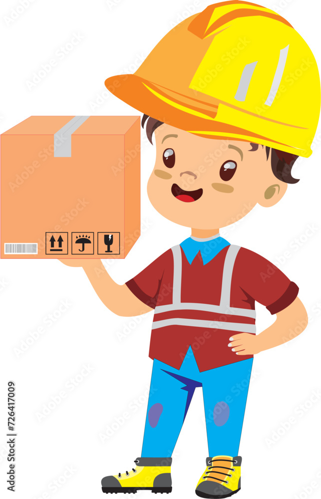 Vector image of a courier delivering goods to a customer