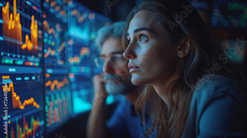 Professional Analyzing Financial Data on Multiple Computer Screens, Stock Market Analysis - Trading Strategy photo