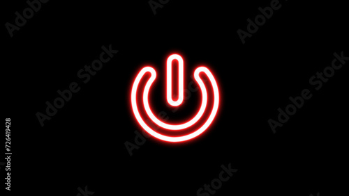 Glowing Power Button icon. Neon on off switching buttons.