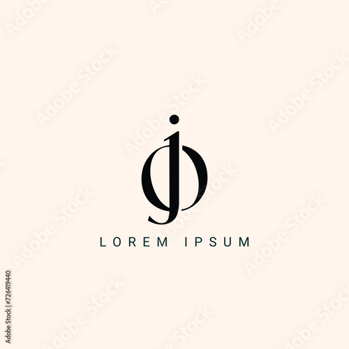 Alphabet letters monogram icon logo OJ or JO