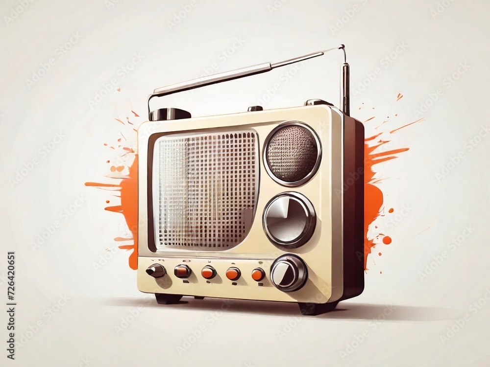 Obraz premium retro style radio illustration. design for poster, banner, flyer, web, social media. ai generative design