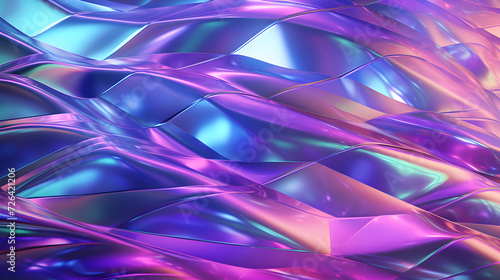 Holographic background with glass shards. Rainbow reflexes in pink and purple color. Abstract trendy pattern 