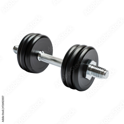 Rubber metal dumbbell on transparent background