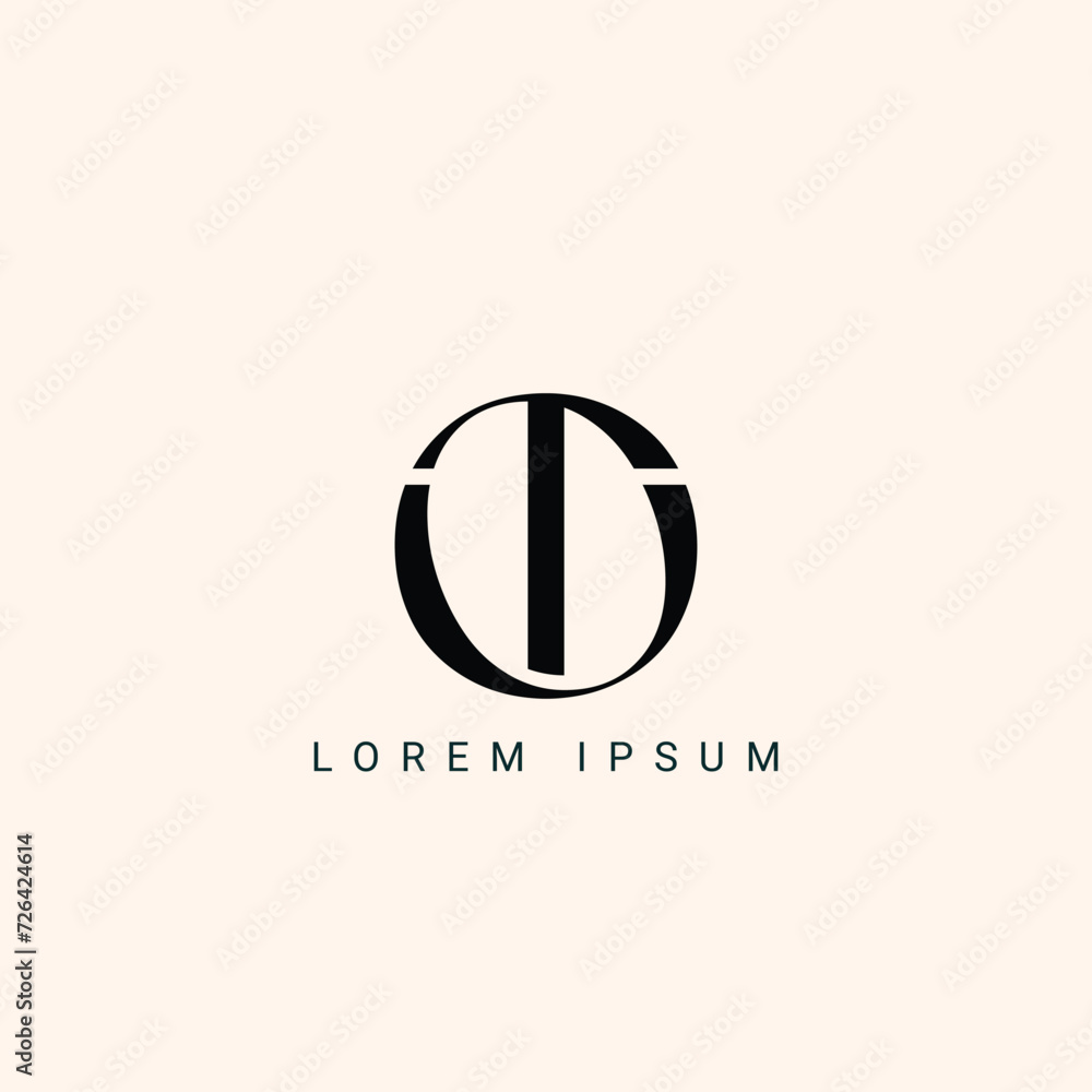 Fototapeta premium Alphabet letters monogram icon logo OT or TO