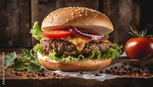O melhor hambúrguer do mundo é uma obra-prima culinária que combina ingredientes de alta qualidade, preparação artesanal e uma explosão de sabores inigualável.  photo