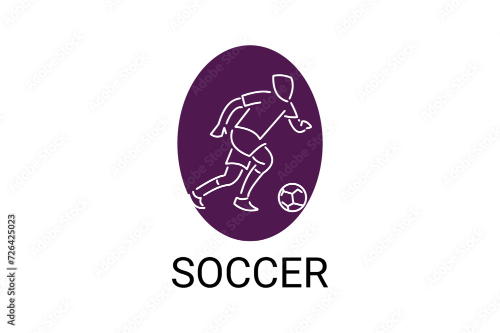 Soccer or football sport vector line icon. sportman, playing football. sport pictogram illustration. Soccer or football sport vector line icon. sportman, playing football. sport pictogram illustration.
