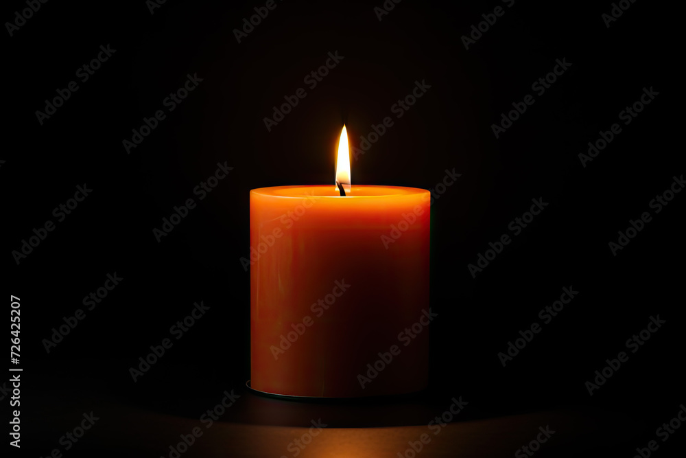 Burning candle on black background, closeup Burning candle on black background, closeup