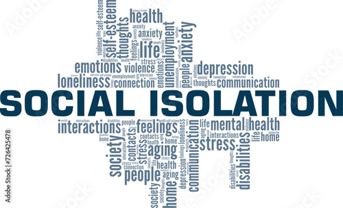 Social Isolation word cloud conceptual design isolated on white background.