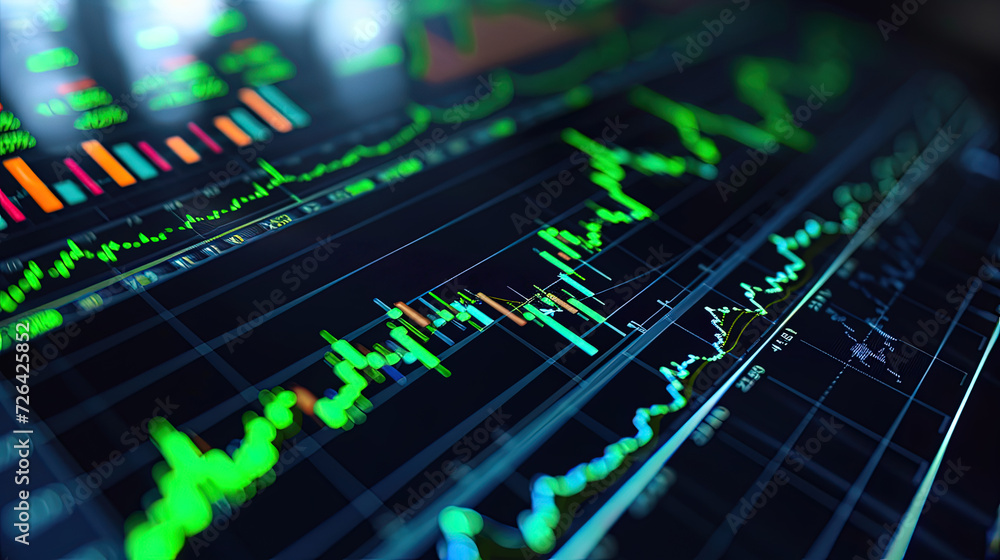 Profiting Stock Market - Green Ascending Lines Profiting Stock Market - Green Ascending Lines