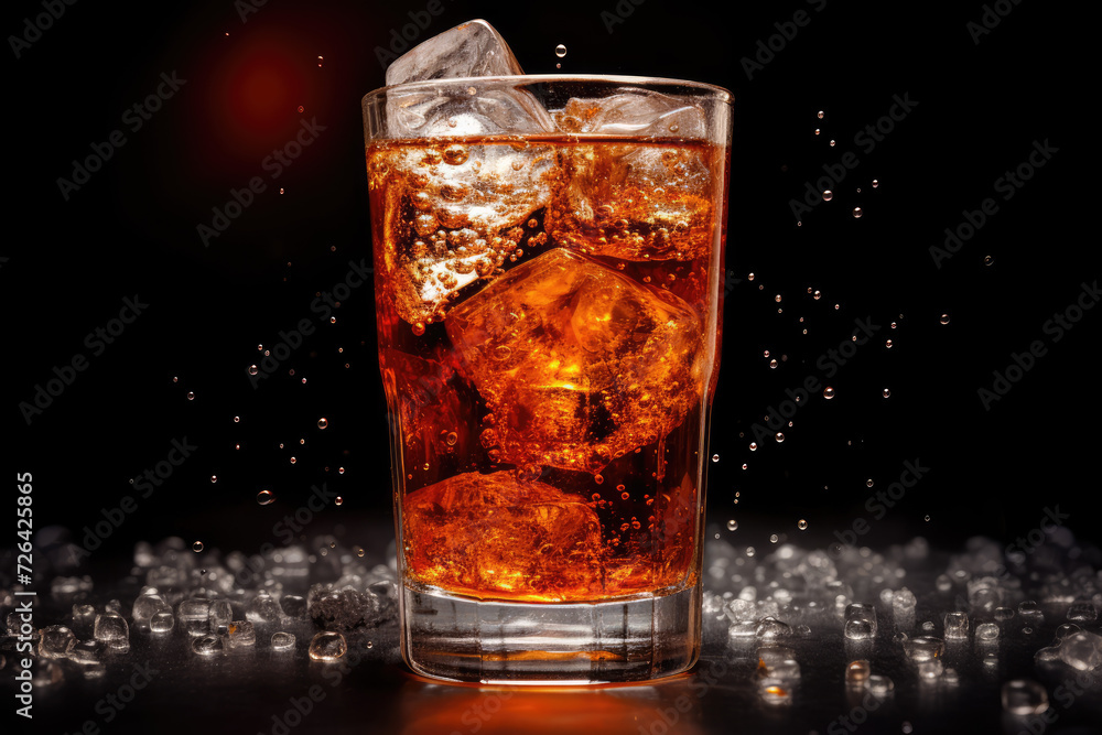 glass of soda steamed from the cold, bubbles glass of soda steamed from the cold, bubbles