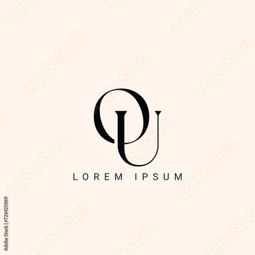 Alphabet letters monogram icon logo OU or UO