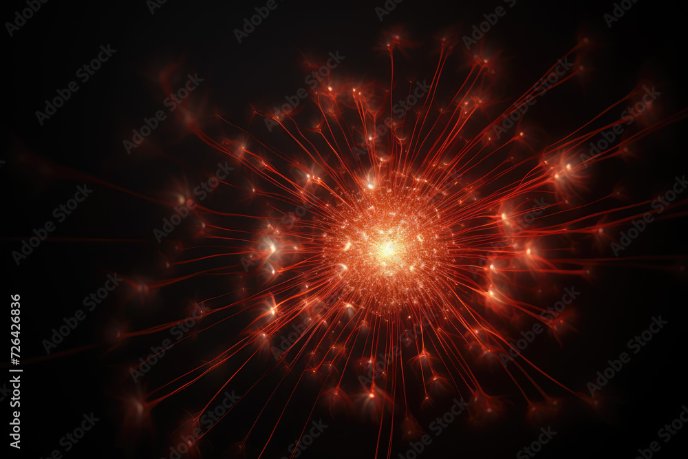 Fototapeta premium Fireworks in the night sky. 3d rendering. Computer digital drawing
