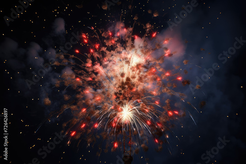 Fireworks in the night sky. 3d rendering. Computer digital drawing