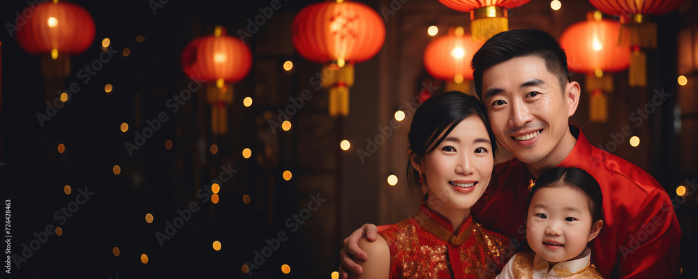 A Family's Pride Moment - A Chinese couple with their baby girl, dressed in traditional red clothing, pose for a photo. Fictional Character Created by Generated AI. A Family's Pride Moment - A Chinese couple with their baby girl, dressed in traditional red clothing, pose for a photo. Fictional Character Created by Generated AI.