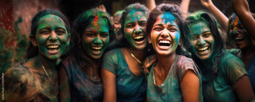 Colorful festival fun with friends, Fictional Character Created by Generated AI. Colorful festival fun with friends, Fictional Character Created by Generated AI.