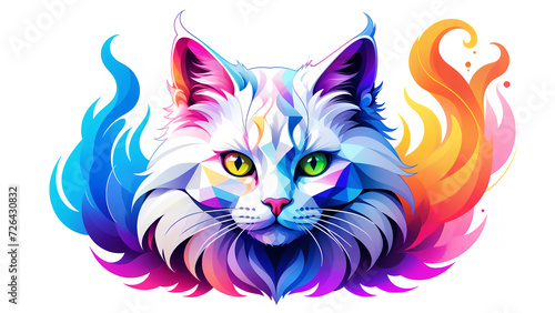 colorful smoke geometric angora cat