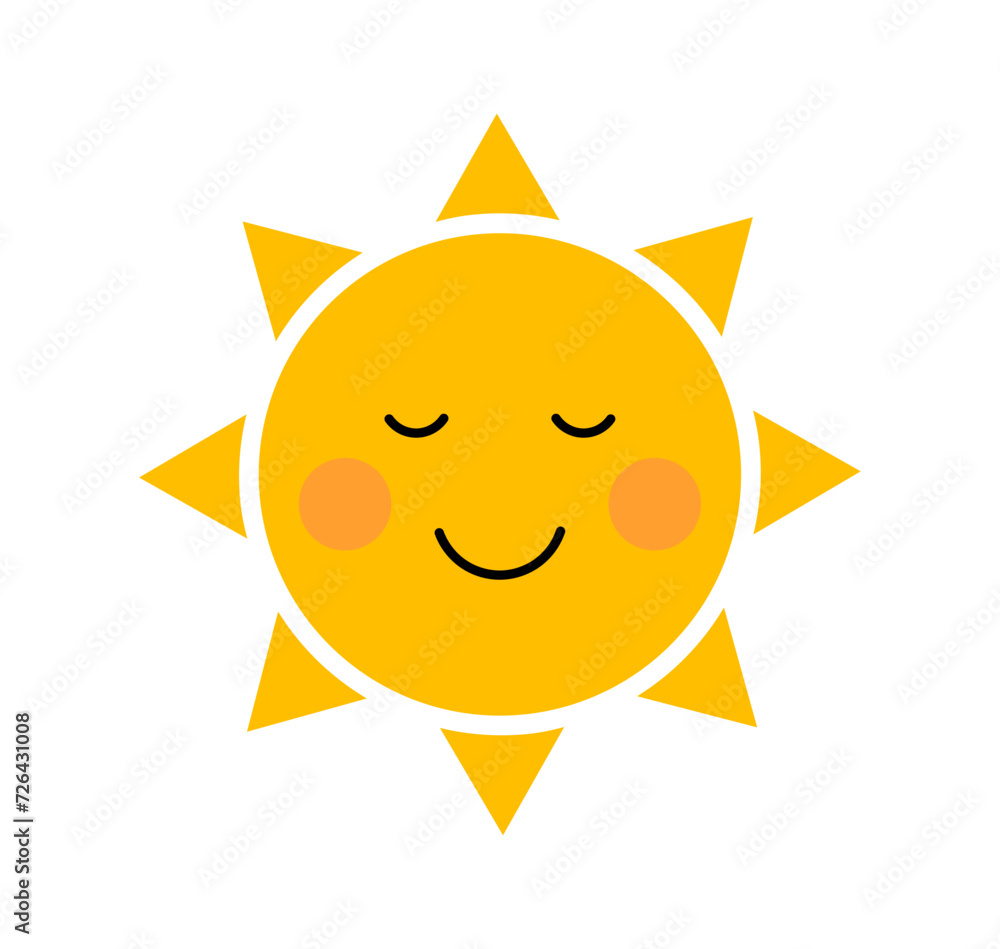 Sun smiling icon. Vector illustration.