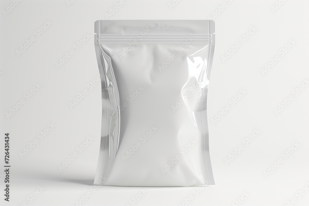 A white plastic bag placed on a white surface. This versatile image can be used to depict concepts such as minimalism, simplicity, cleanliness, packaging, or environmental issues A white plastic bag placed on a white surface. This versatile image can be used to depict concepts such as minimalism, simplicity, cleanliness, packaging, or environmental issues