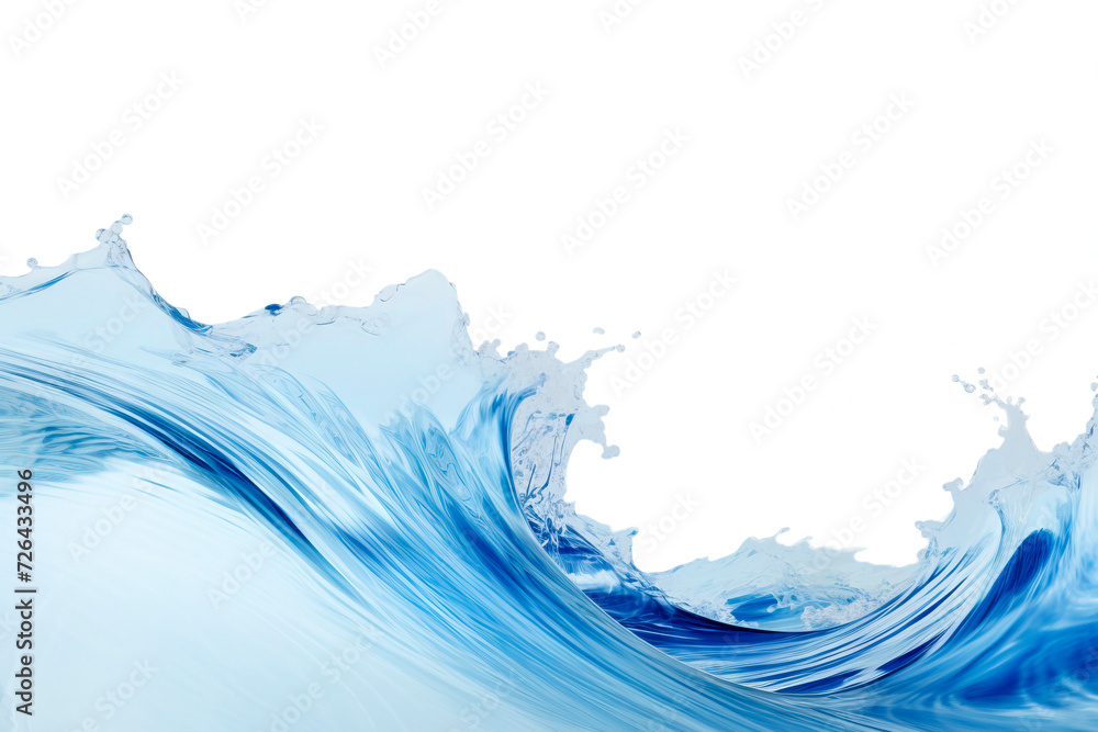 Sea water surface cut out, dynamic wave of clear blue water flowing gracefully, wave of sea water Sea water surface cut out, dynamic wave of clear blue water flowing gracefully, wave of sea water