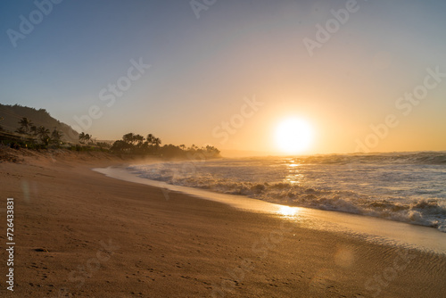 sunset on the sunset beach on oahu in hawaii