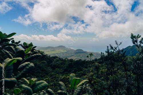 view from mount kalaa on a beautiful day on oahu in hawaii photo