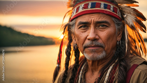 American native indian man face portrait