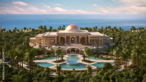 Tropical Luxury Villa with Panoramic Sea Views Amidst Lush Greenery - Generative AI